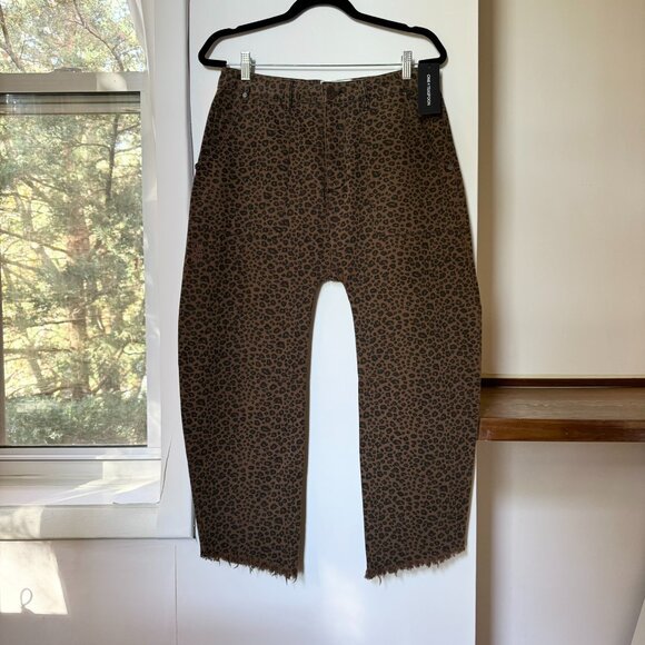 New Free People OneTeaspoon Cheetah Sinner Pants Barrel Jeans 28 Tobacco - Picture 5 of 11